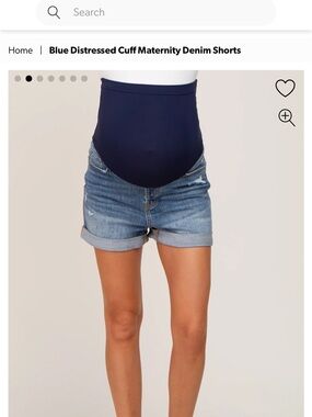 Pinkblush Navy Belly Panel Denim Maternity Shorts